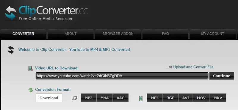 download portion youtoube clipconverter step1