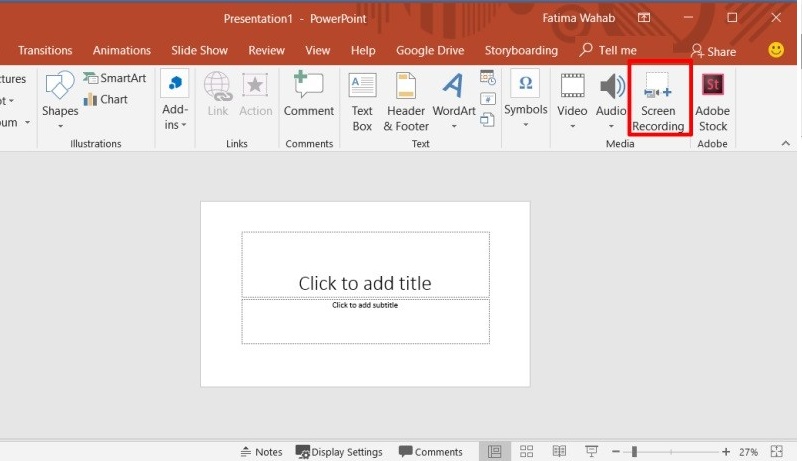 record powerpoint mp step 1