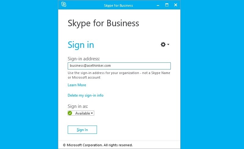 skype for business interface