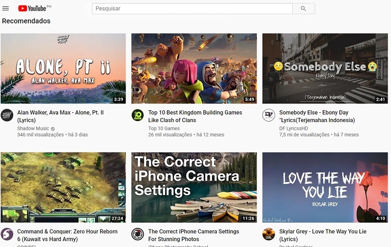 youtube interface