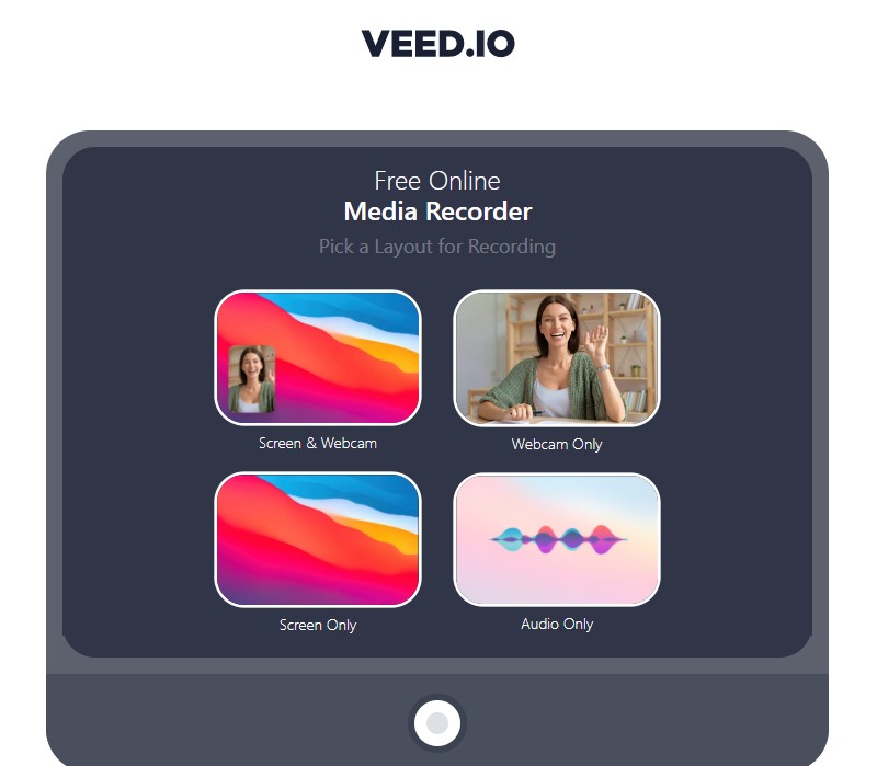 webcam recorder veed interface