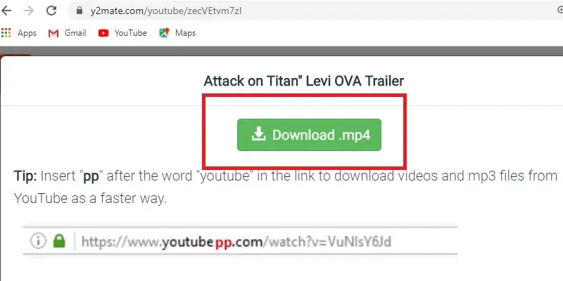 download youtube without software y2mate step3