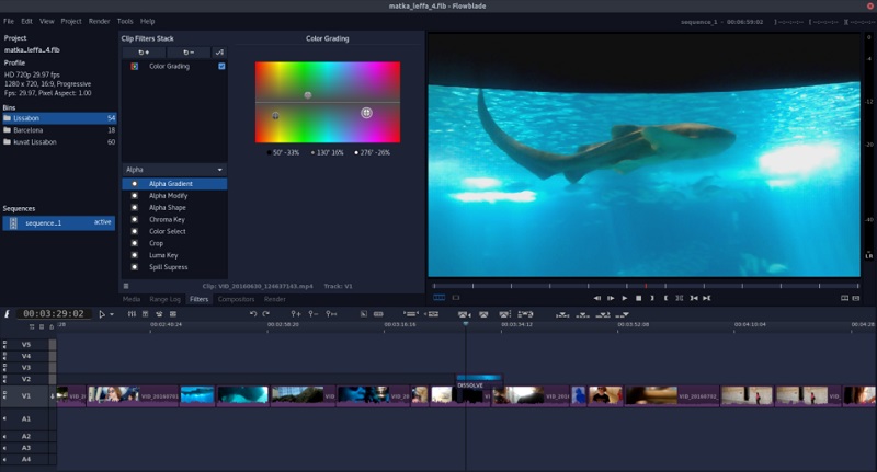 free linux video editor flowblade interface