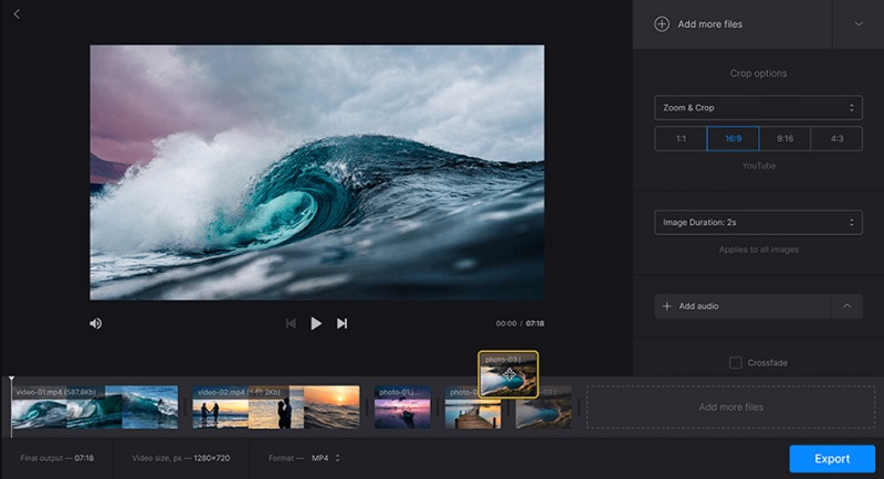 free video cutter clideo interface