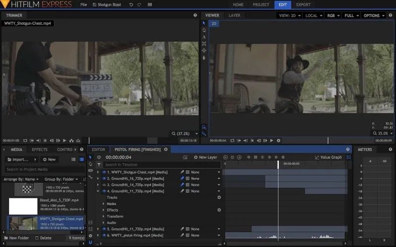 video editor without watermark hitfilm express interface