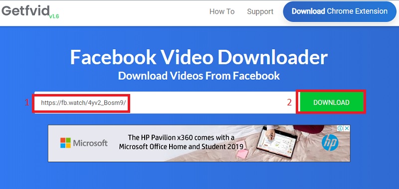 download facebook video using getfvid
