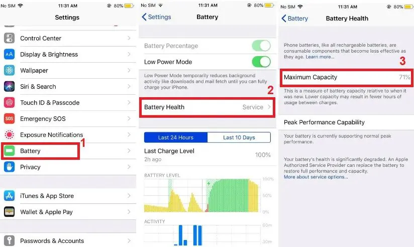 fix iphone issues restore phone by checking battery health