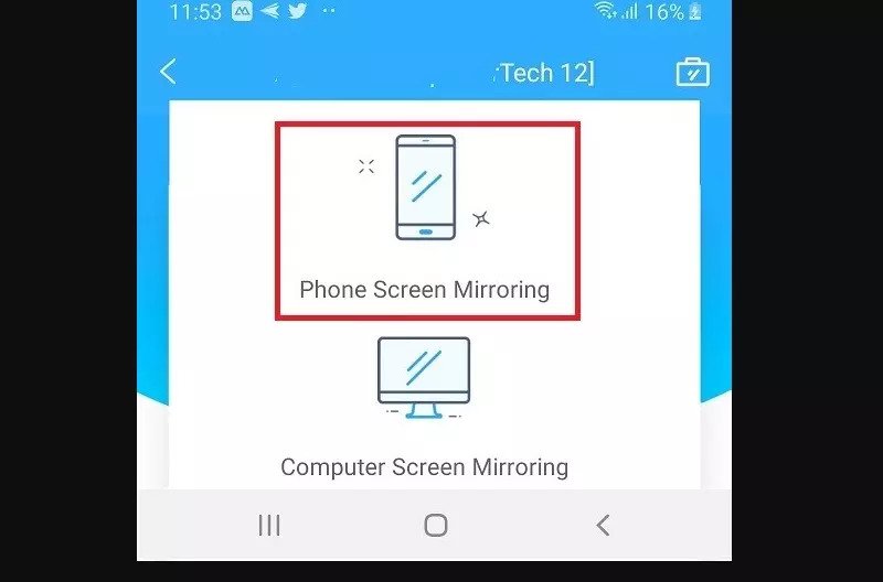 begin mirroring phone to screen