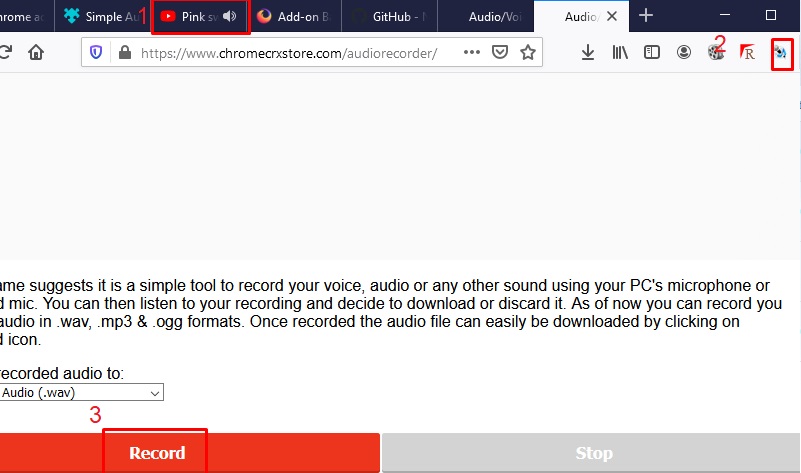 record browser audio using simple audio voice sound recorder