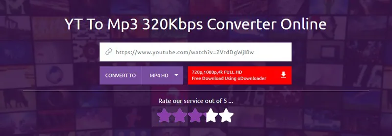 odownloader to convert youtube to mp3 320kbps