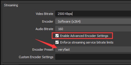 change the encoder preset