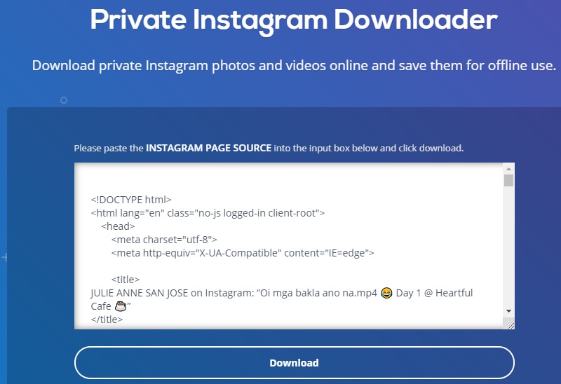 download private instagram videos using instaoffline