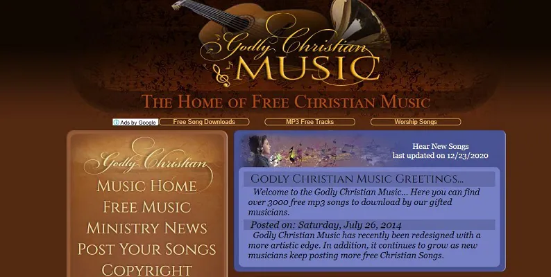 Interface of Christian Music site
