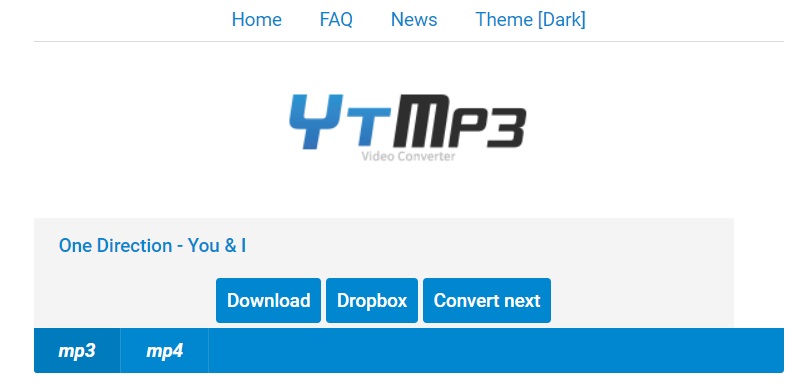 ytmp3 downloader interface