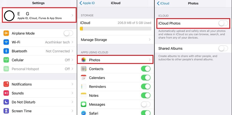 disable icloud synced
