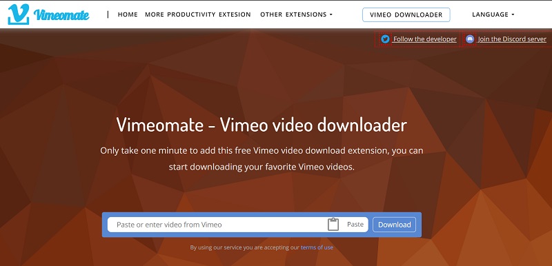 vimeomate as vimeo downloader chrome