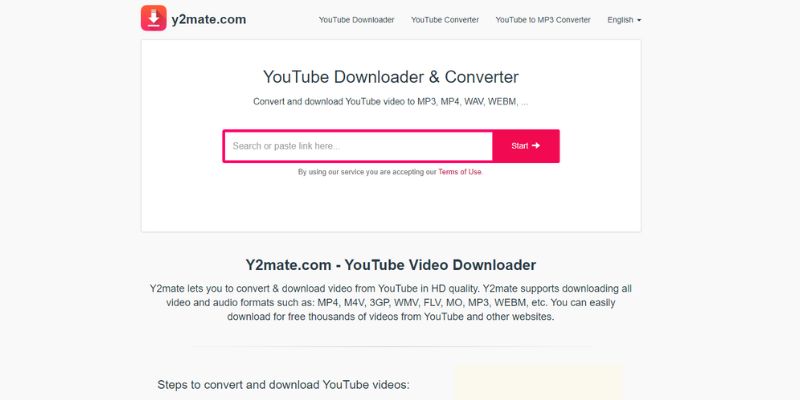 Y2mate as alternative for 2160p yt downloaders