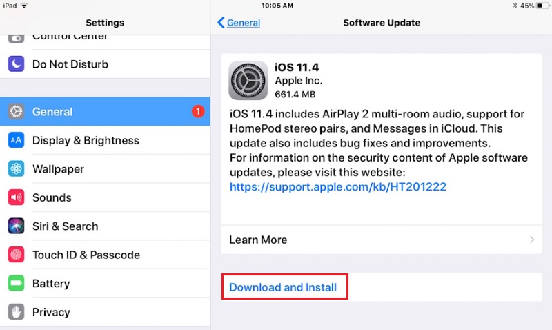 update the ios version on your ipad
