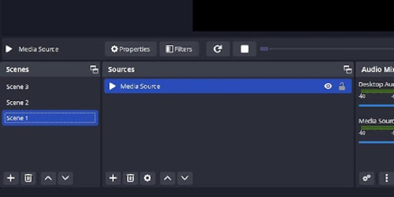 obs studio screen recorder show scene and sources