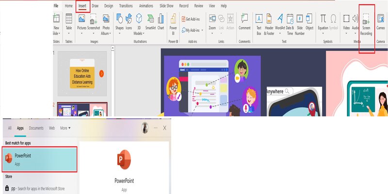 powerpoint screen recorder show select area and record button