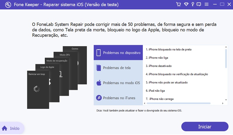 interface of acethinker ios system recovery