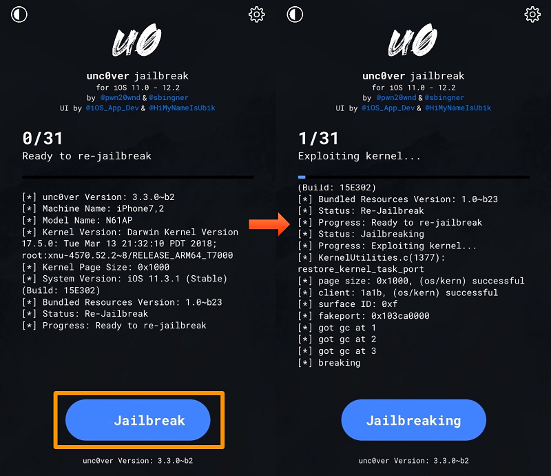 unc0ver interface