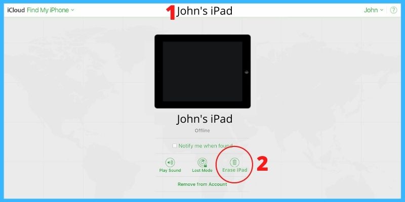 select ipad then erase ipad